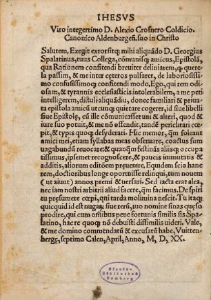 Confitendi Ratio Doctoris Martini Lutheri Augustiniani Wittenbergen[sis]