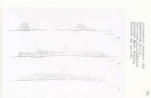 Aerozentrum, Berlin-Gatow (Diplomarbeit bei Peter Poelzig ): Ansicht vom Flughafen und Schnitte 1:200