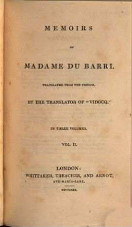 Memoirs of Madame DuBarii. 2 (1830)