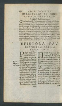 In Epistolam Ad Philemonem Argumentum ...