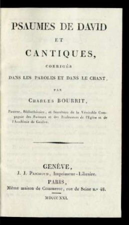 Psaumes De David Et Cantiques : Corrigés Dans Les Paroles Et Dans Le Chant
