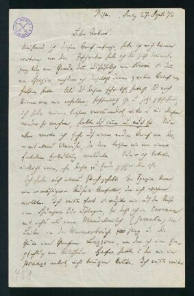Brief vom 27. Sept. 1872