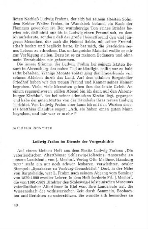 Ludwig Frahm im Dienste der Vorgeschichte