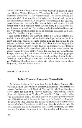 Ludwig Frahm im Dienste der Vorgeschichte