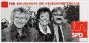 Wahlwerbung der SPD Berlin-Zehlendorf zur Kommunalwahl 1995 mit der Vorstellung der Kandidaten für das Abgeordnetenhaus