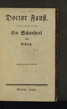 Doctor Faust. : Ein Schauspiel