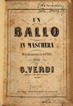 Un ballo in maschera : melodramma in tre atti