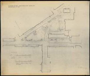 Technische Universität Berlin Stammgelände: Gartenplan 1:500, 2 Schnitte 1:100 Gehweg, Fahrbahn, Parkstreifen Achse vom Ernst-Reuter-Platz zur Fasanenstraße