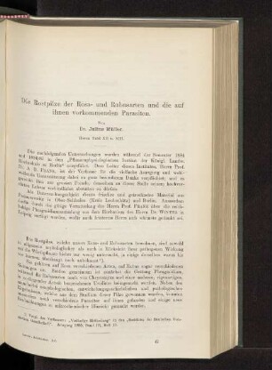 Die Rostpilze der Rosa- und Rubusarten und die auf ihnen vorkommenden Parasiten.