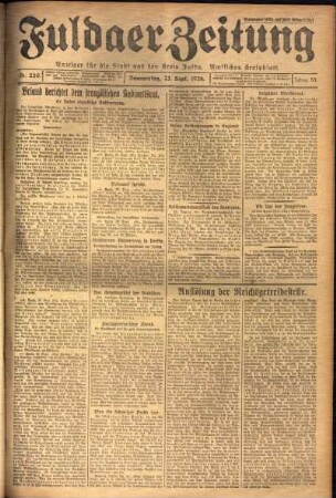 Erste Ausgabe vom Donnerstag, den 23. September 1926.