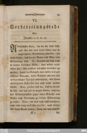 VI. Vorbereitungsrede über Jeremia 3. v. 12. 13.