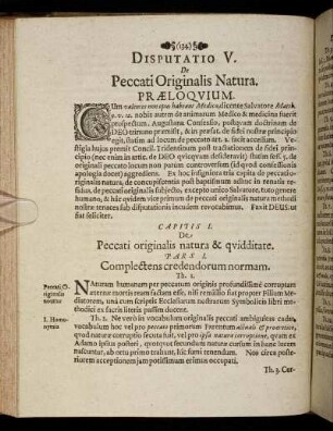 Disputatio V. De Paccati Originalis Natura