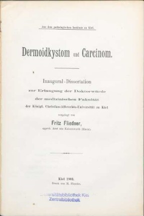 Dermoidkystom und Carcinom