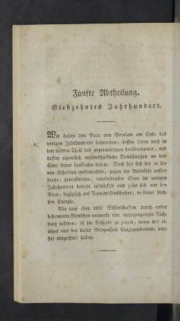 Fünfte Abtheilung. Siebzehntes Jahrhundert.