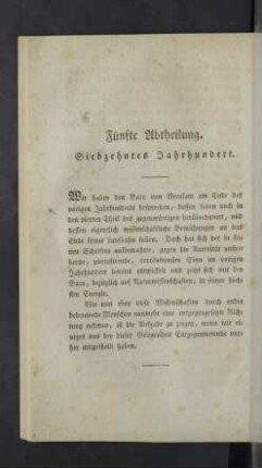 Fünfte Abtheilung. Siebzehntes Jahrhundert.