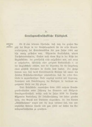 A. Berufsgenossenschaftliche Thätigkeit