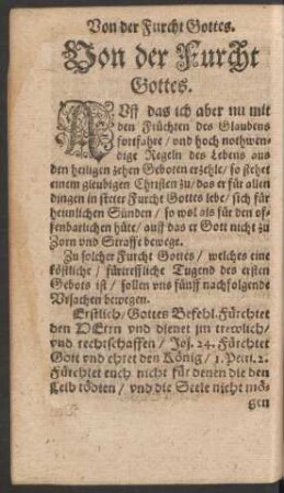 Von der Furcht Gottes.