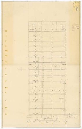 Hochschulbibliothek, Karlsruhe Neubau: Querschnitt Achse 6-7 CD, 8-9 AB, 1:50