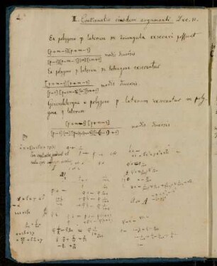 II. Continuatio eiusdem argumenti. Dec. 10. [Polygone]
