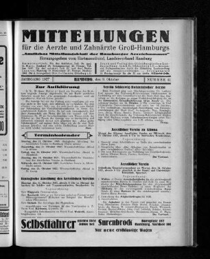 Jahrgang 1927, Hamburg, den 9. Oktober, Nummer 41