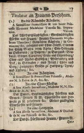 Titular an Frauens-Persohnen.