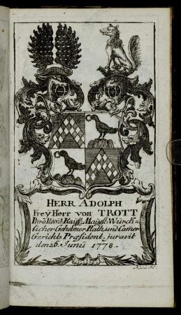 Herr Adolph FreÿHerr von Trott[...] - Herr Frantz Wilhelm Loskant.