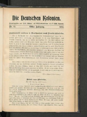 Studienreise unseres 2. Vorsitzenden nach Deutsch-Ostafrika.