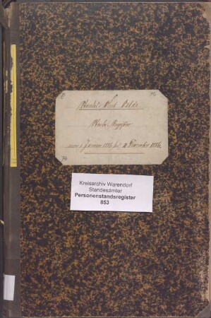 Sterberegister des Standesamtes Oelde von 1886 (Urkunden-Nr. 1-174)
