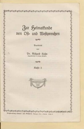 Zur Heimatkunde von Ost- und Westpreußen