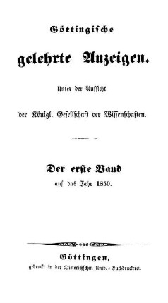 1850,1: Göttingische gelehrte Anzeigen