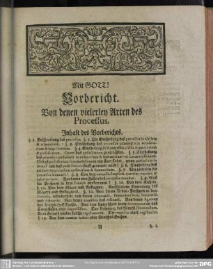 Vorbericht. Von denen vielerley Arten des Processus