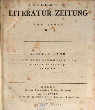 Allgemeine Literatur-Zeitung : ALZ ; auf das Jahr .... 1814, 4