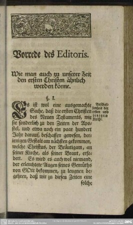 Vorrede des Editoris