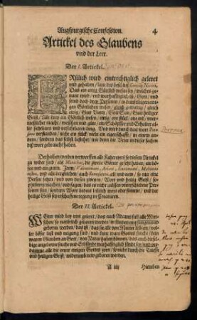 Augspurgische Confession. Artickel des Glaubens und der Leer.