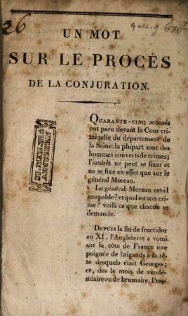Un Mot Sur Le Procès De La Conjuration