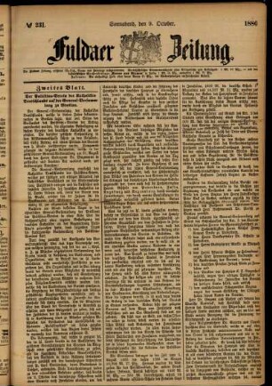 Ausgabe vom Samstag, den 09. Oktober 1886.
