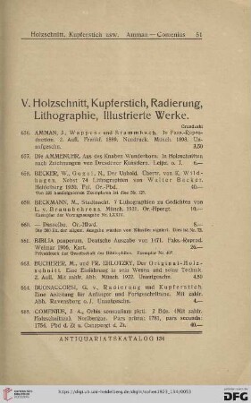 V. Holzschnitt, Kupferstich, Radierung, Lithographie, illustrierte Werke (Nr. 656 - 728)