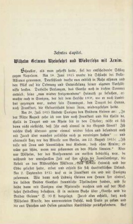 Zehntes Capitel. Wilhelm Grimms Rheinfahrt und Wiedersehn mit Arnim
