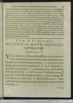 Caput X. Et Ultimum. De Judicio Matrimoniali, ejusdemq[ue] processu