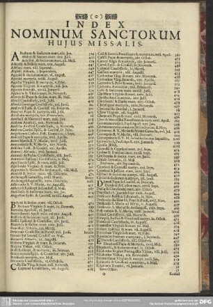 Index Nominum Sanctorum Hujus Missalis