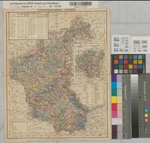 Koblenz (Regierungsbezirk) Einteilung der Fortschreibungsbezirke nach 1855 ca 1 : 340 000 38 x 30 Einzeichnung in farb. Druck: C. Flemming, Glogau F. Handtke B Nr. 485