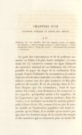 Chapitre XVII. Politesse publique et privée des chinois