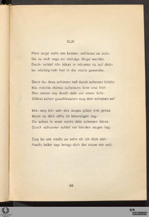 XLIII: Mein auge sieht am besten · schliesst es sich
