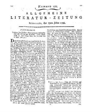 [Salzmann, C. G.]: Nachrichten Aus Schnepfenthal Für Eltern Und Erzieher. Bd. 1. Leipzig: Crusius 1786