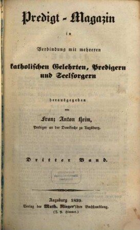 Predigt-Magazin. 3. 1839