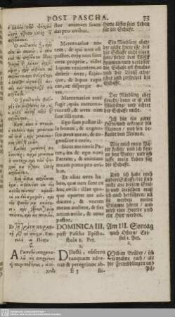 Dominica III. post Pascha : Epistola 1. Pet. 2