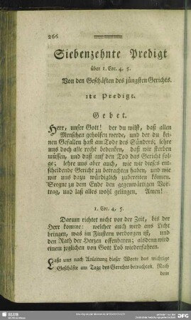 Siebenzehnte Predigt über 1. Cor. 4, 5