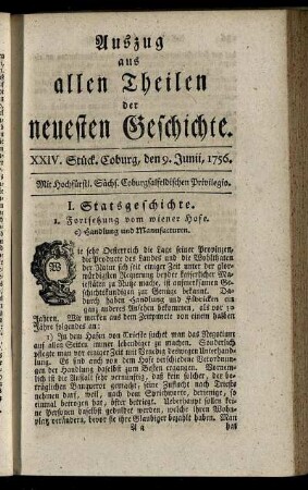 XXIV. Stück. Coburg, den 9. Junii, 1756.