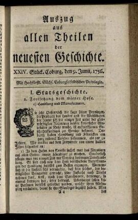XXIV. Stück. Coburg, den 9. Junii, 1756.