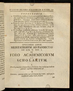 127-134, Sp. 77. De Foro academicorum & scholarium
